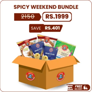 Ultimate Gol Gappa Party bundle with three packs of Pani Puri, potato chips, and Chipster Screw snacks.