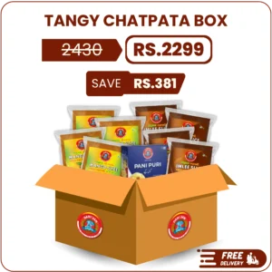 tangy chatpata box pakistan with imlee slices mango slices and pani puri