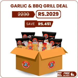 garlic bbq grill deal pakistan with phulki chaat papdi and rice papad