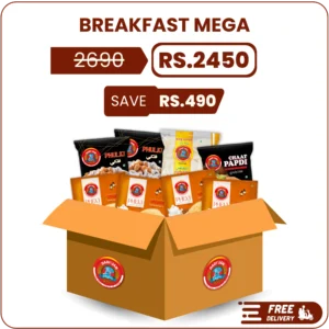 breakfast mega pakistan with pheni phulki chaat papdi and rice papad potatoz