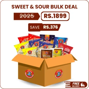 sweet and sour bulk snack box with mango imlee chips and ringo rings