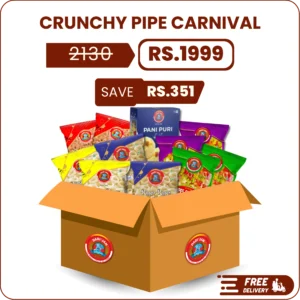 crunchy pipe carnival snack box with pipes ringo rings and pani puri